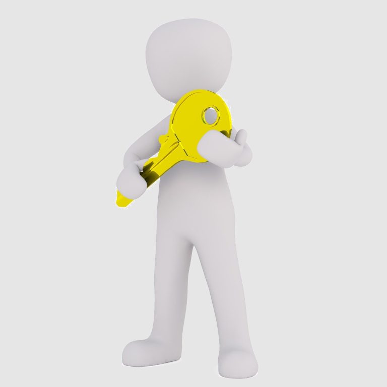 Personnage stylisé tenant une clé ouvrant la solution.
